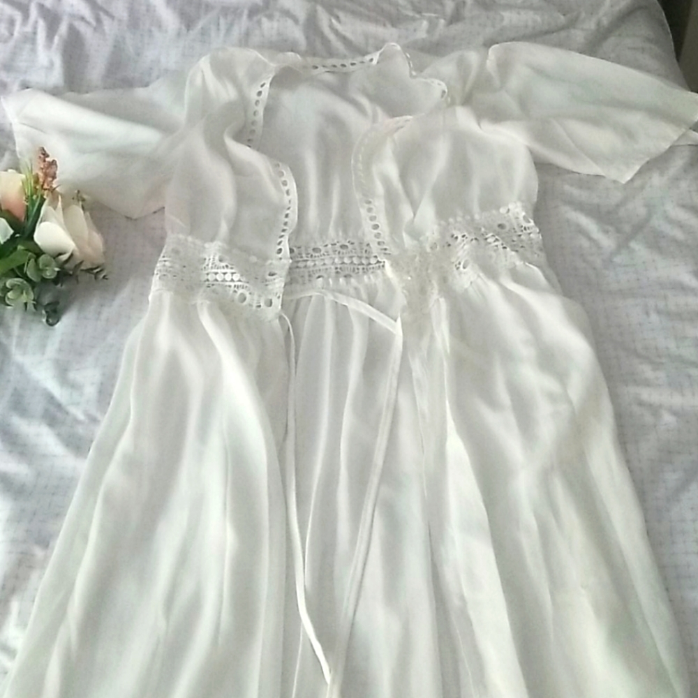 Flowy white tie front beach cover-up